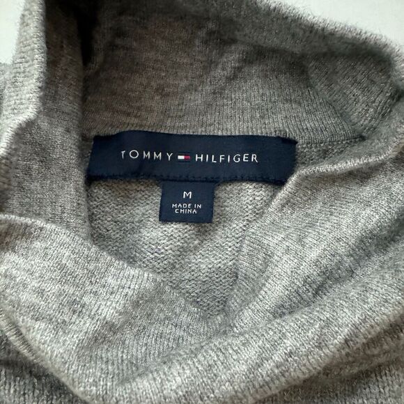 Tommy Hilfiger Gray White Pullover Sweater Turtleneck Tunic L/S Size M SOFT! - Picture 7 of 10